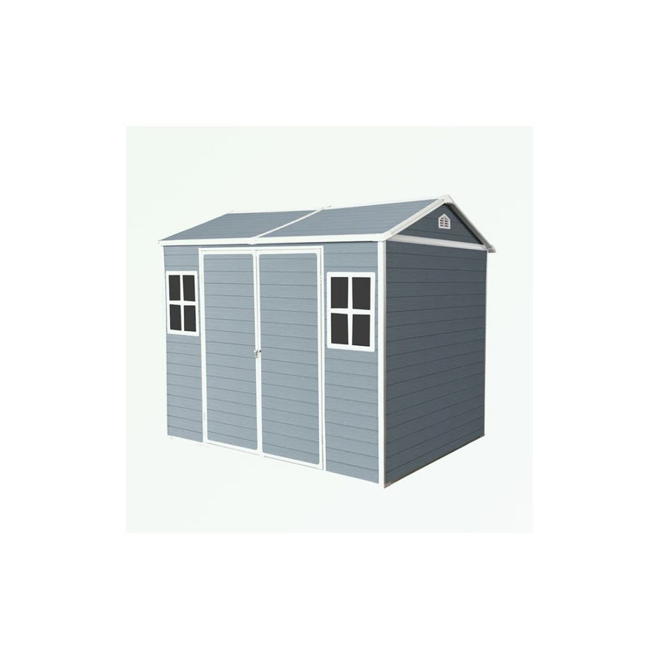 Hanada Outdoor Storage Waterproof shed with Floor, Two Windows and Lockable Door (Grey)