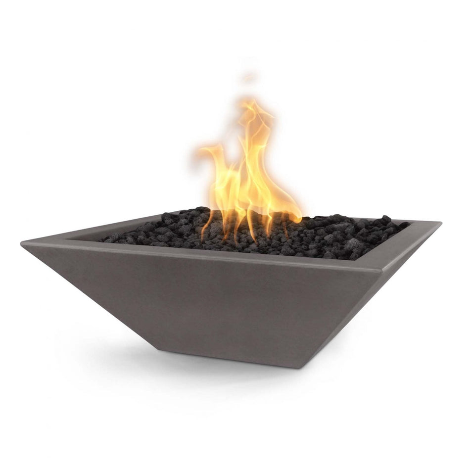 The Outdoor Plus 30" Maya GFRC Concrete Square Fire Bowl (Chestnut)